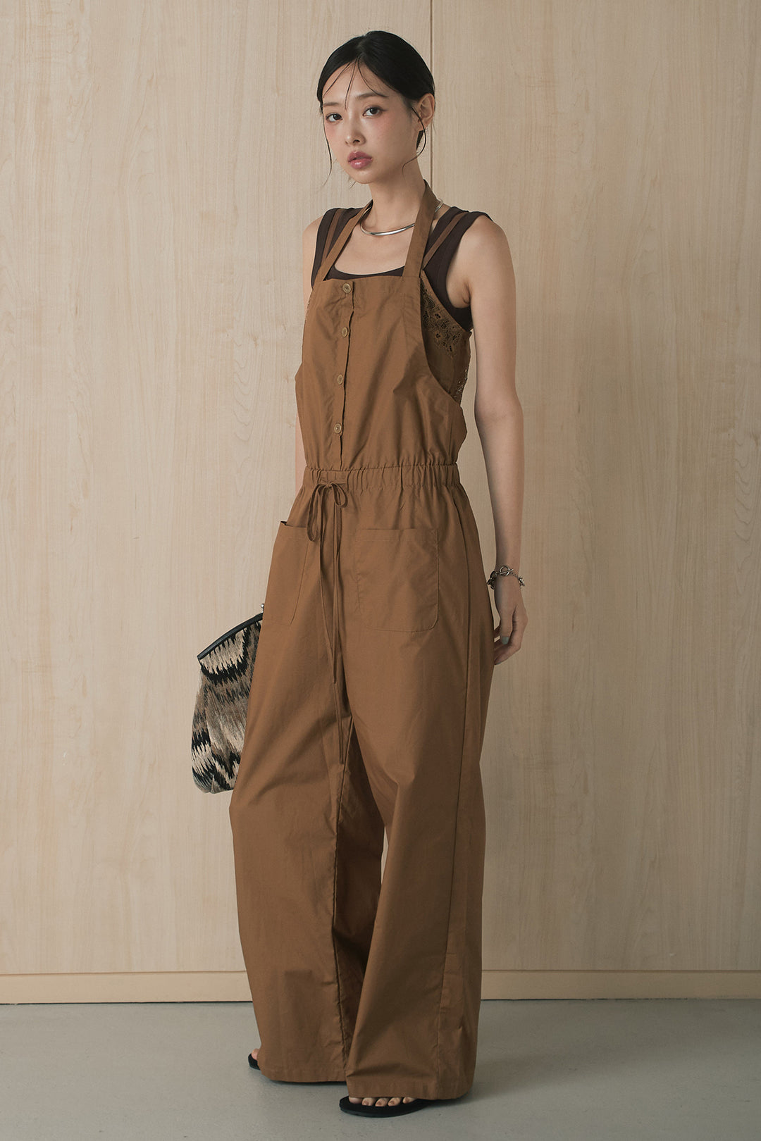 [SET]パット付きワイドショルダータンク+フロントボタンロンパース(2set)