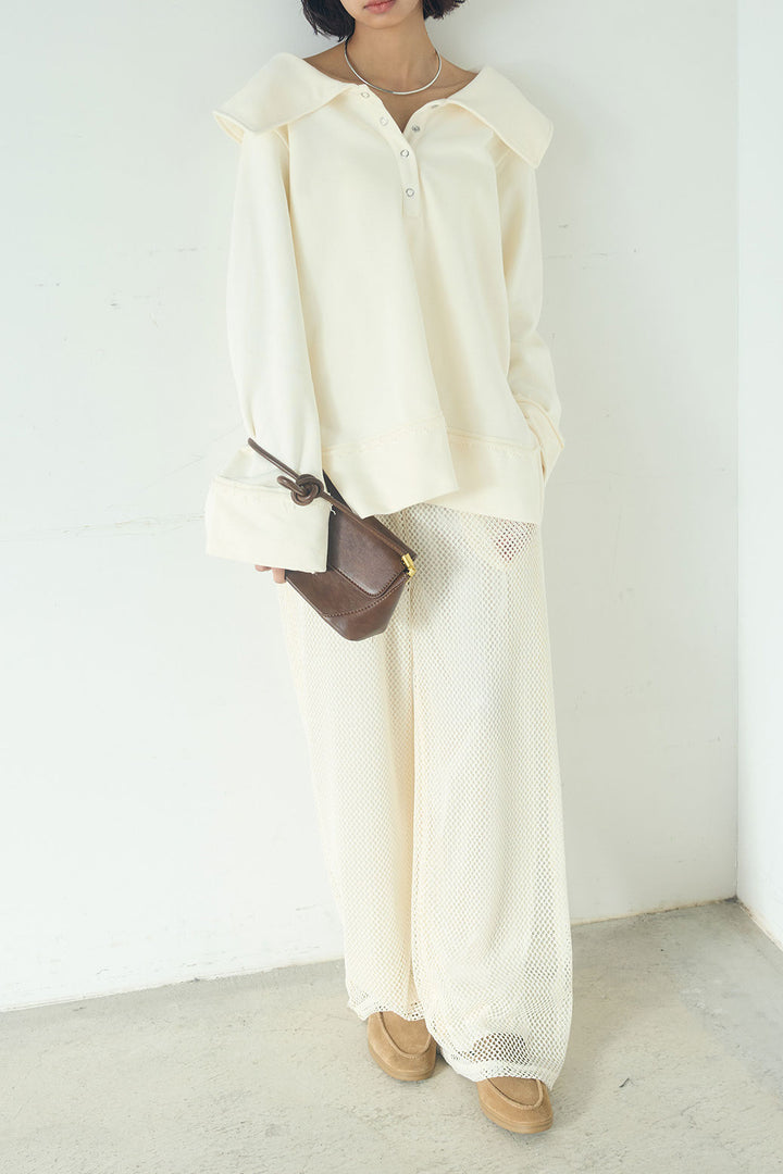 [SET]ビッグカラー2WAYスウェットトップス+メッシュリラックスパンツ(2set)