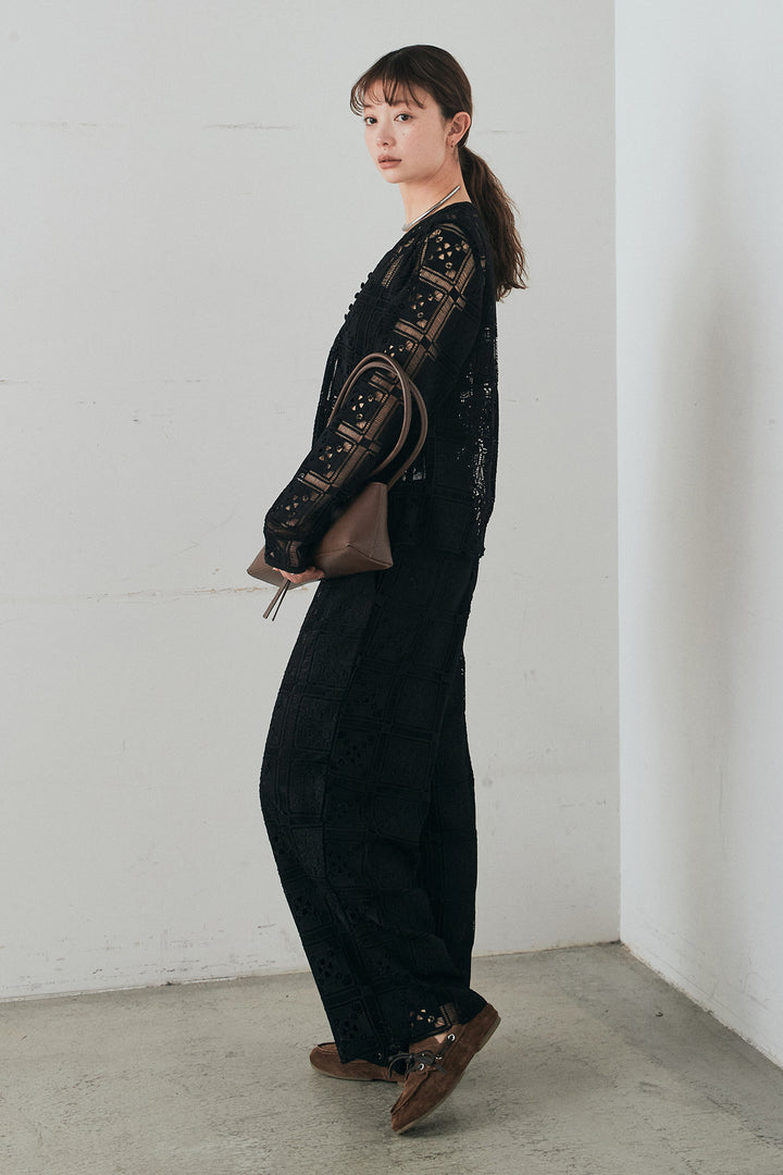 [SET]クロシェレースカーディガン+クロシェレースイージーパンツ(2set)