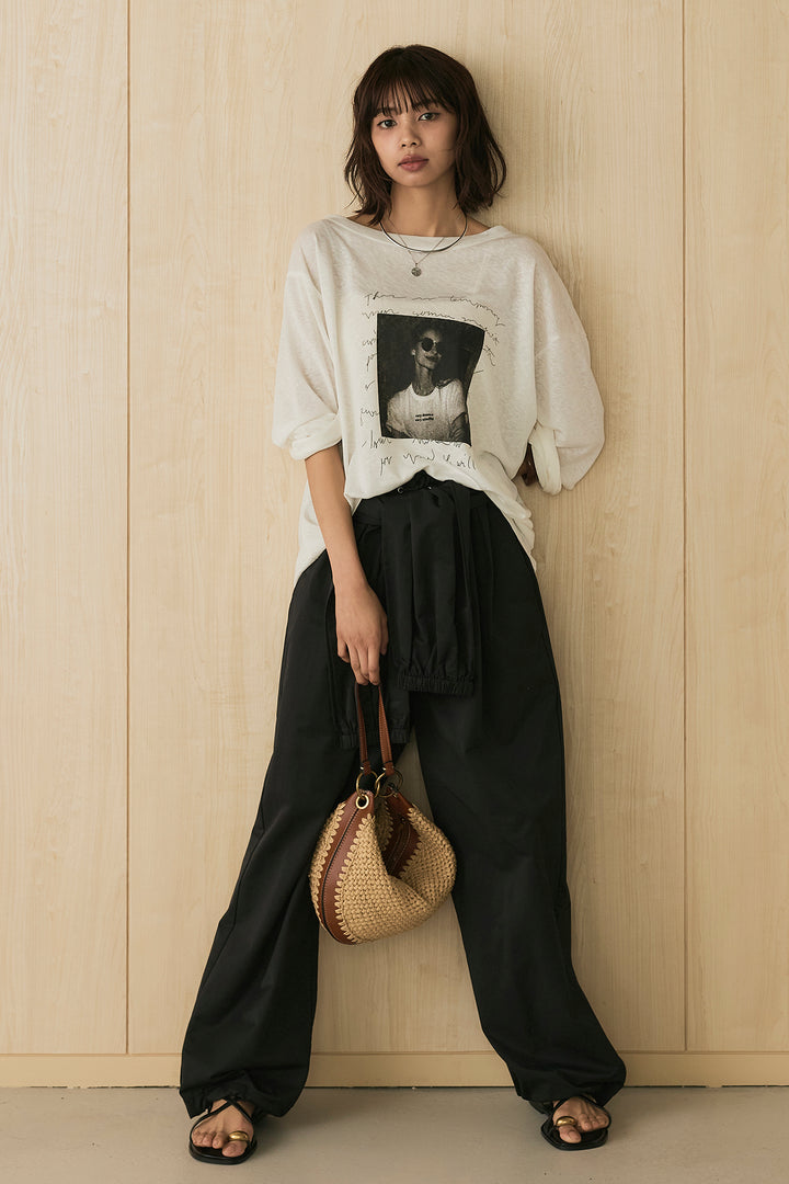 [SET]ヴィンテージグラフィックロンT+合繊ツイルスタンドウエスト巻きジョガーパンツ(2set)