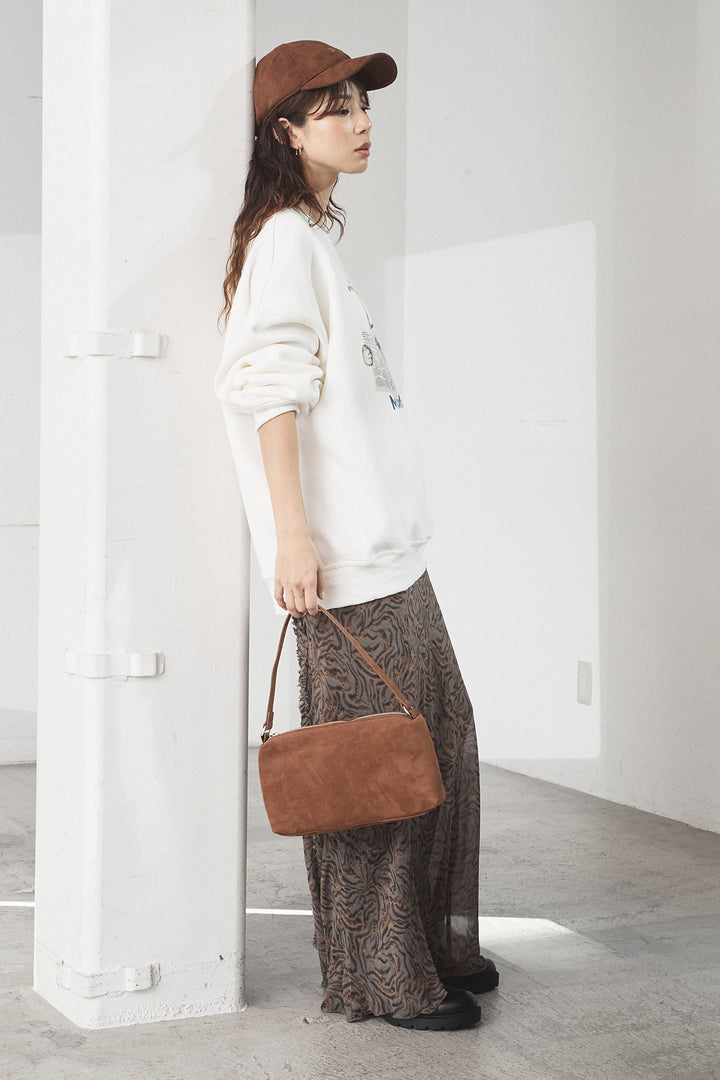 [SET]裏起毛モーニングキャットプリントスウェット+抽象柄ロングスカート(2set)