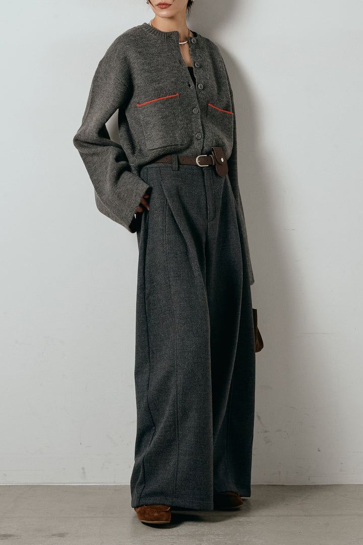 アルパカタッチダブルフェイスカーディガン/チャコール