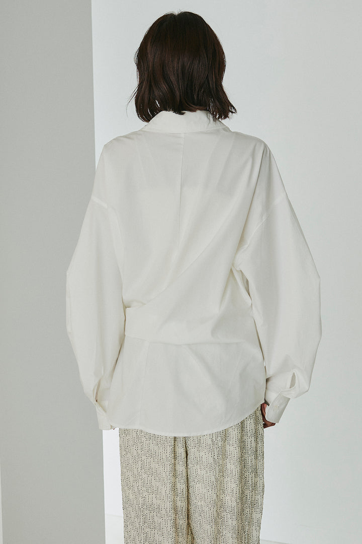 襟付き巻きデザインシャツ