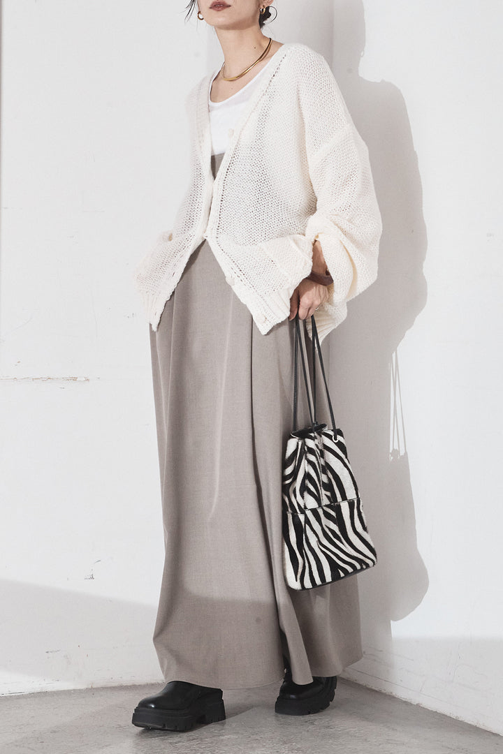 [SET]コード刺繍リラックスニットカーディガン+フレアリラックスキャミワンピース(2set)