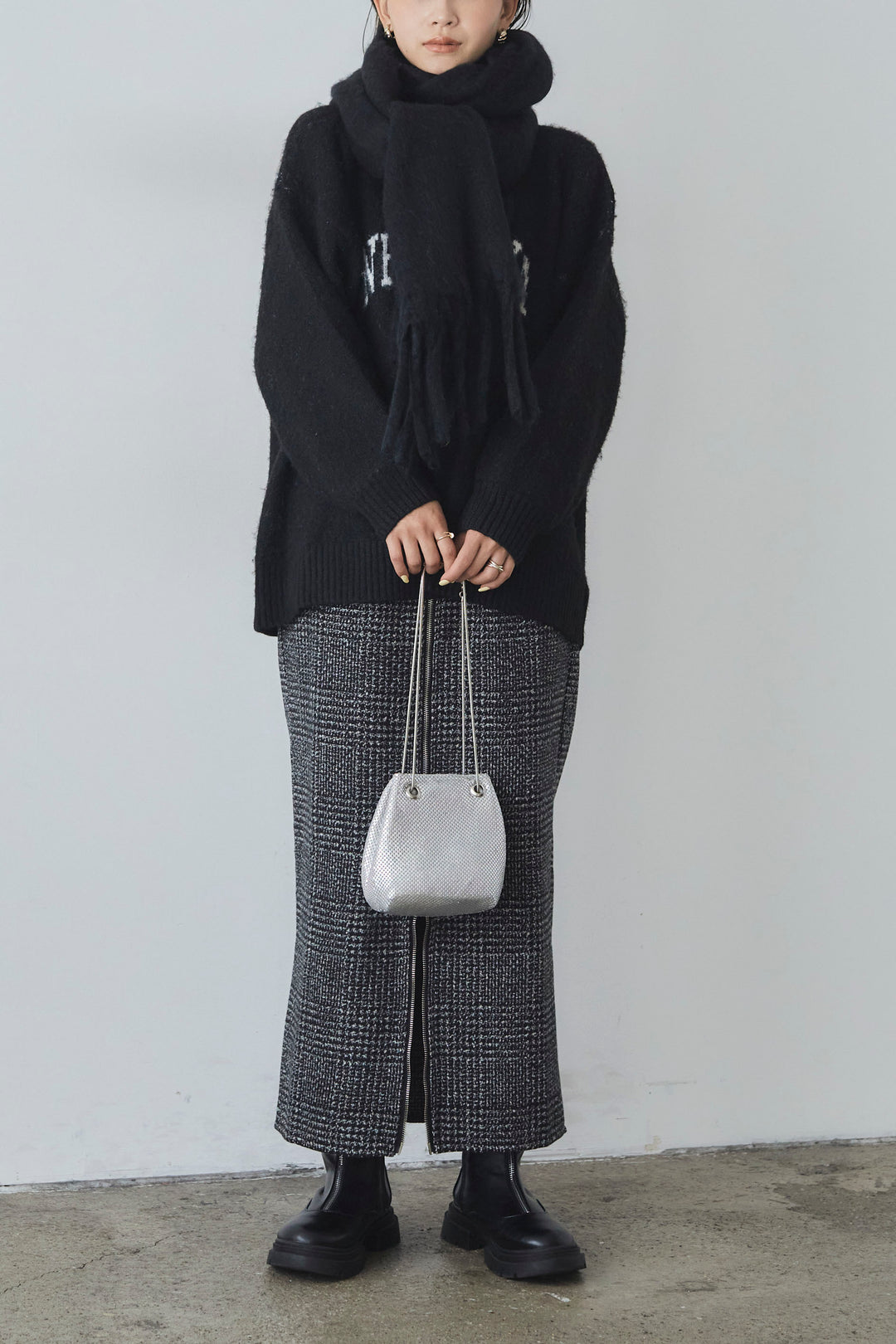 【即納】フェイクウールメランジ大判ストール