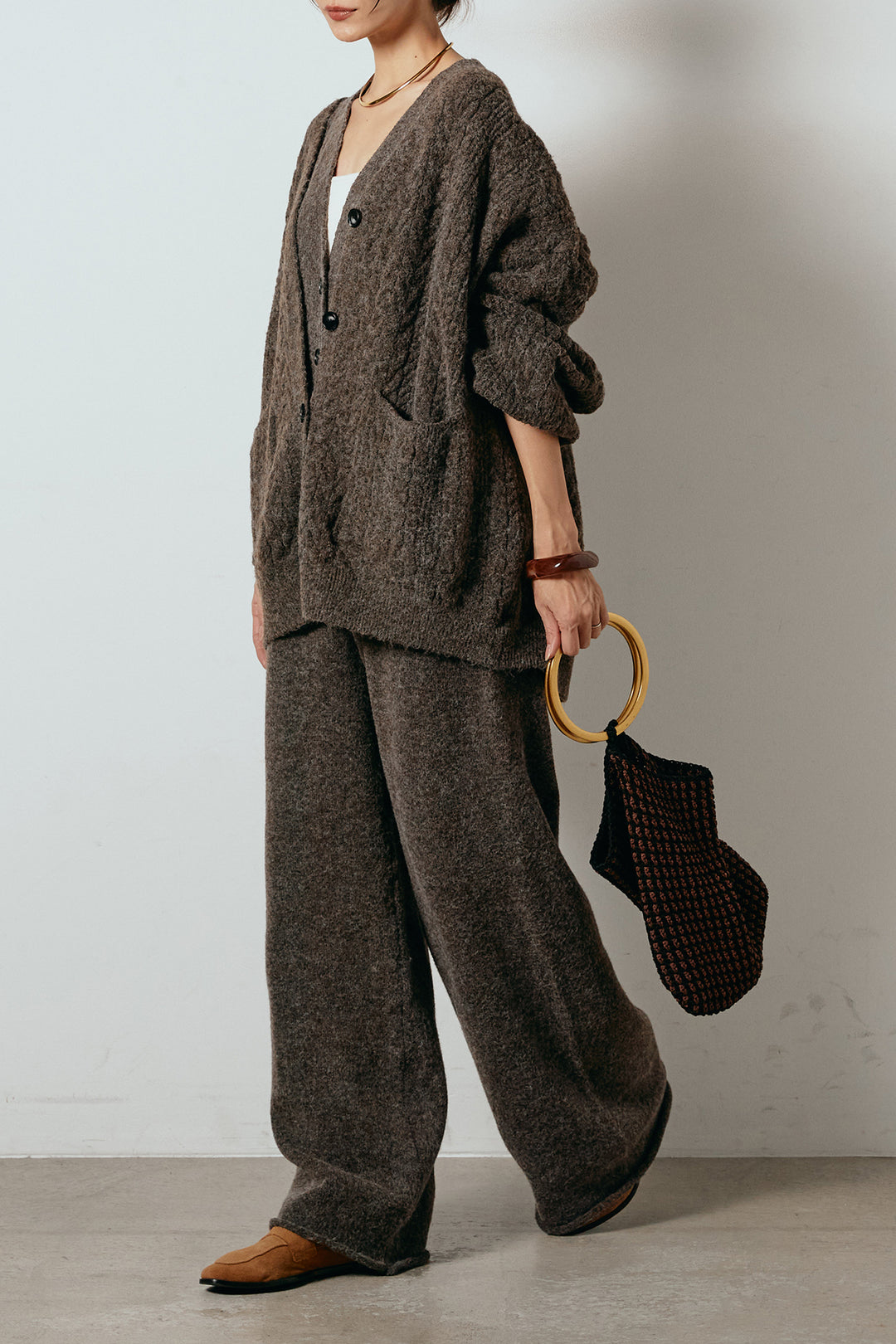 [SET]3ピースフロントボタンニットSETUP