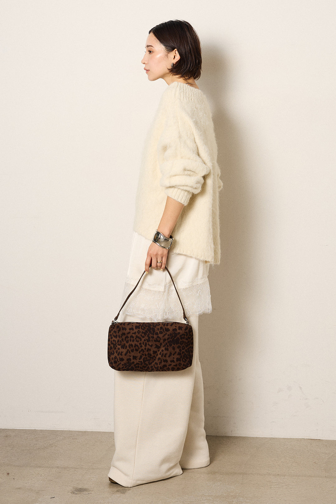 [SET]アルパカタッチオフショルニット+レース切り替えキャミソール+裏起毛スウェットワイドパンツ(3set)