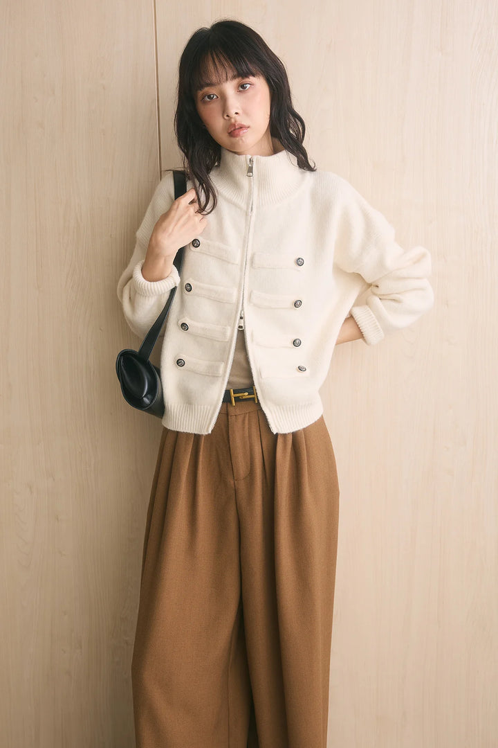 ナポレオンボタンハイネックニットブルゾン