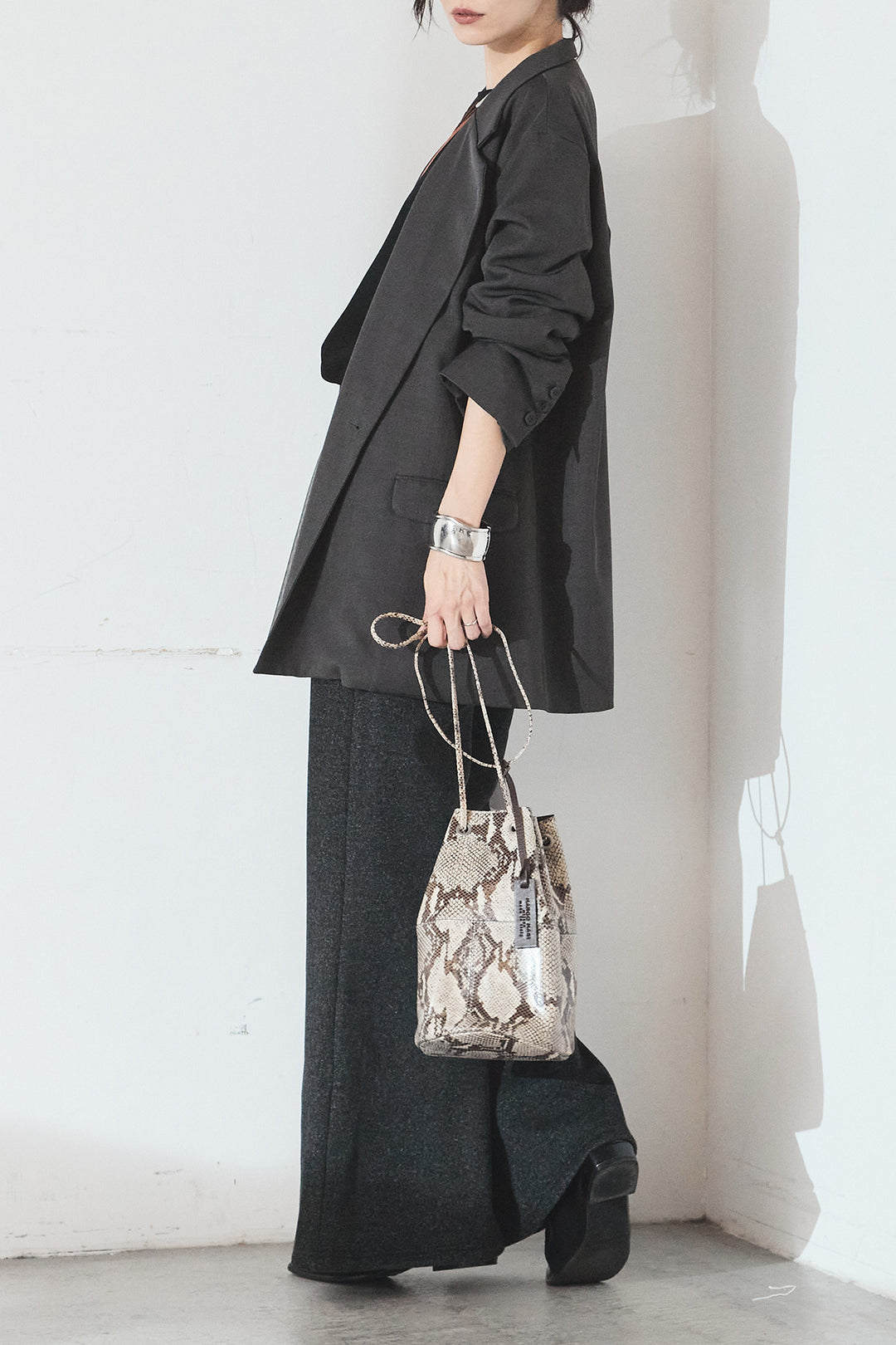 [SET]ルーズシルエットダブルテーラードジャケット+ストレッチロングTシャツ(2set)