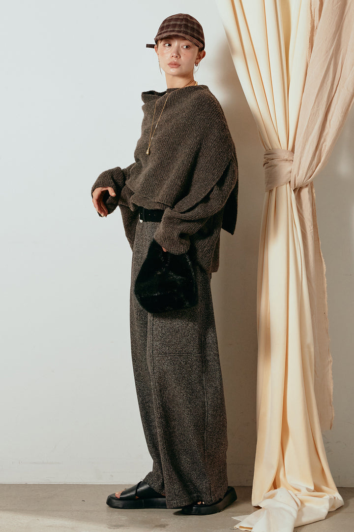 【着回しセット】[SET]ケープデザインリブニットトップス+ケープデザインリブニットトップス(2set)