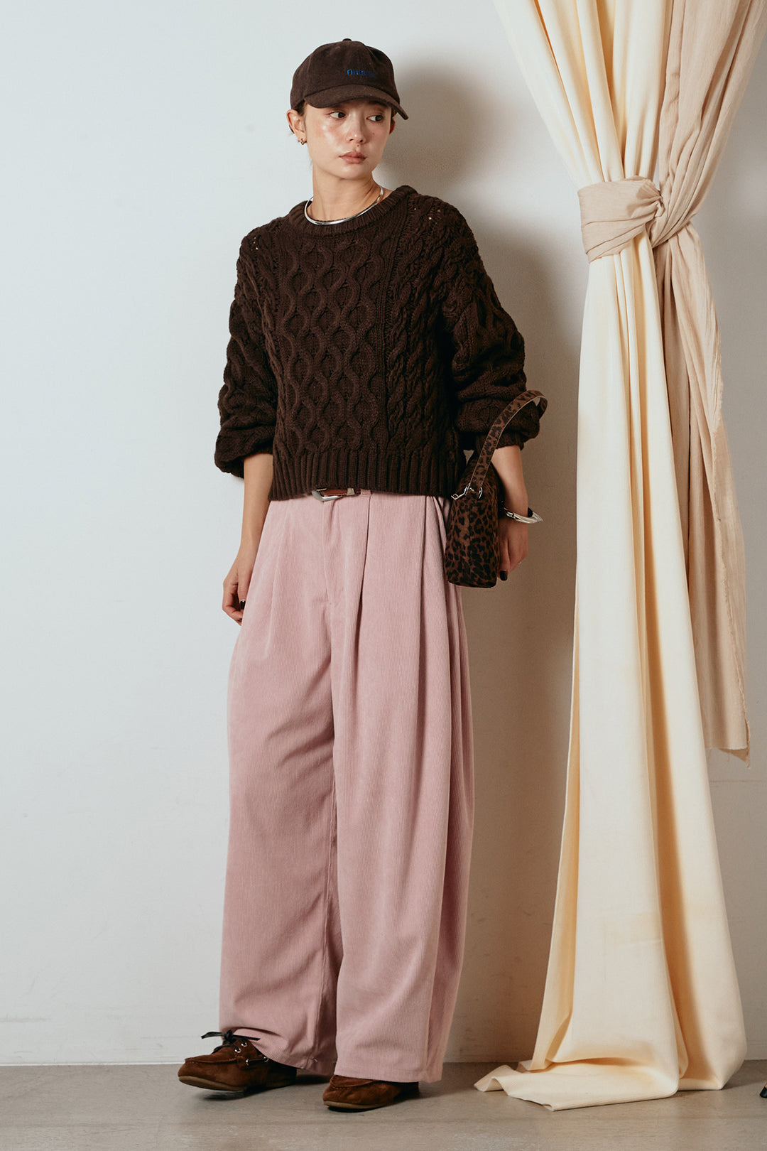 [SET]バルキーケーブルプルオーバー+コーデュロイサイドタックコクーンパンツ(2set)