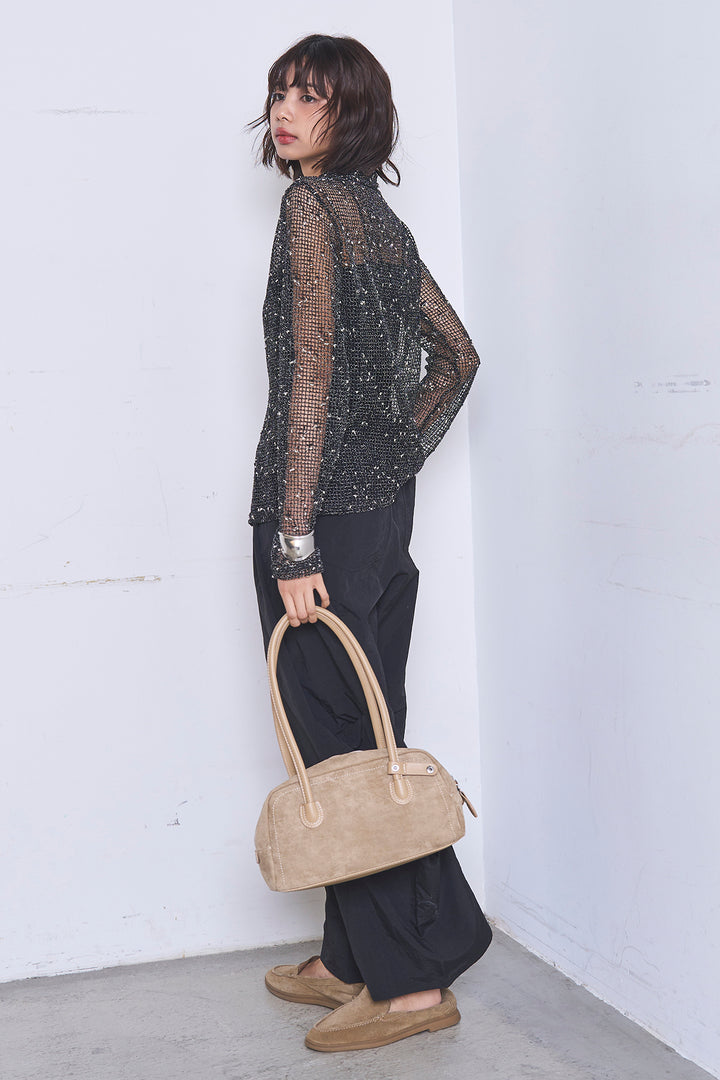 [SET]ネップメッシュポロ襟カーディガン+ドライタフタタックバレルパンツ(2set)