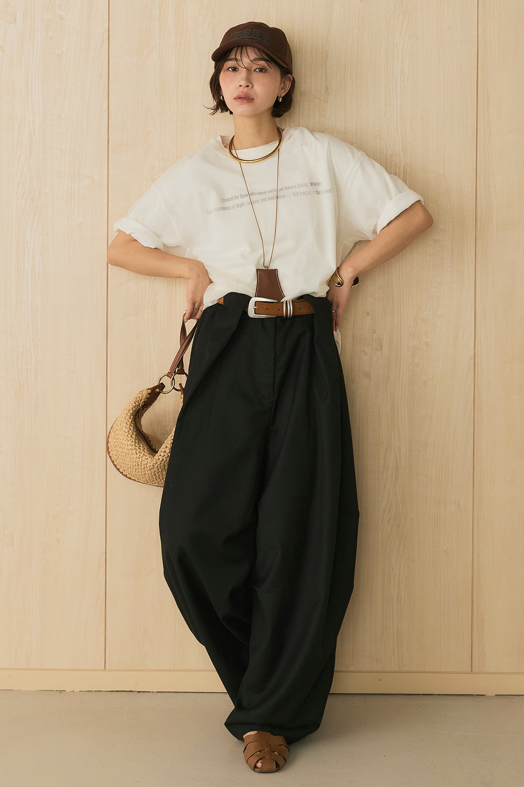 【即納】綿天竺Tシャツ×チュールトップス