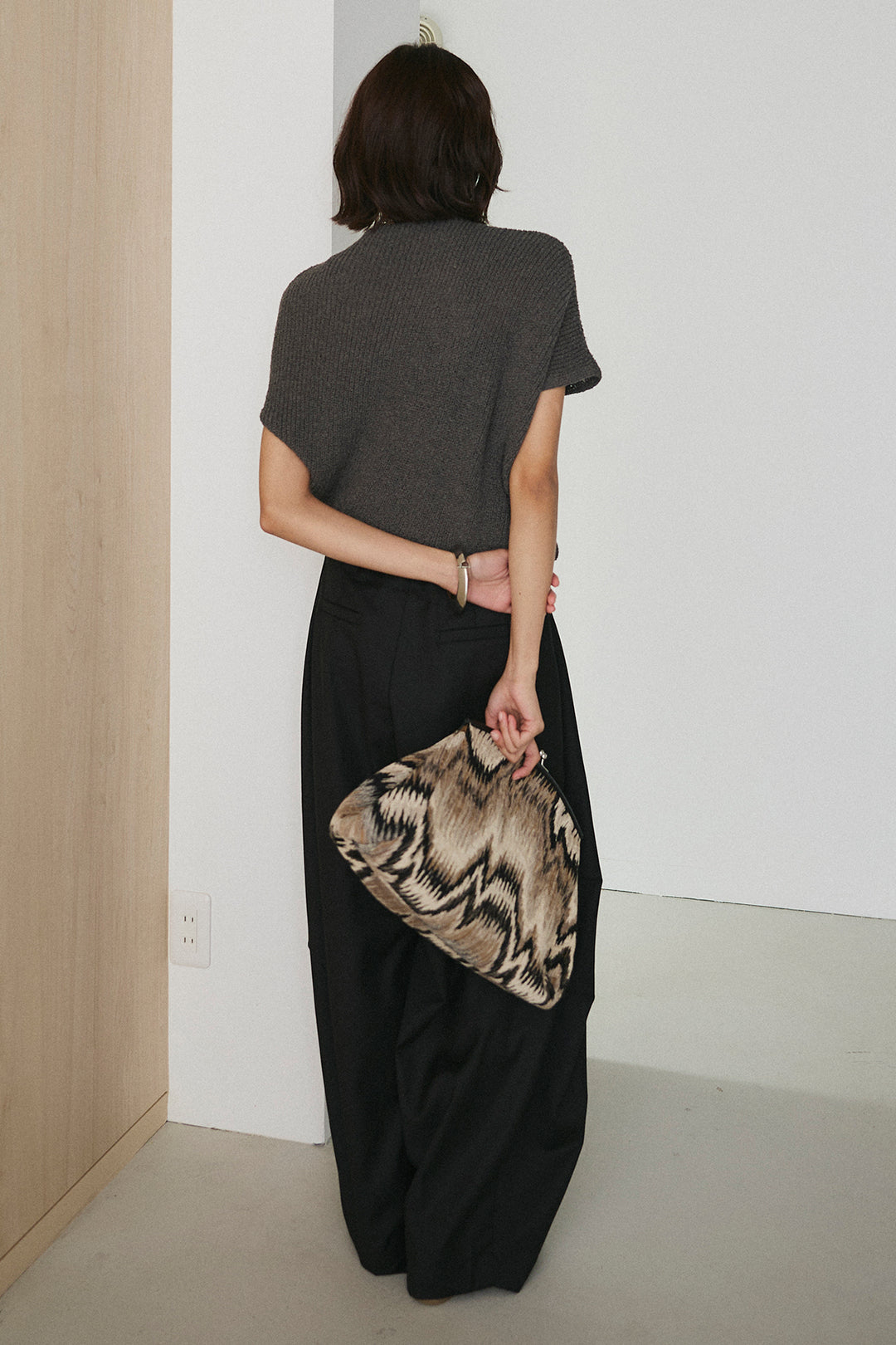 [SET]フレンチリブニットプルオーバー+ベルトループワイドパンツ(2set)