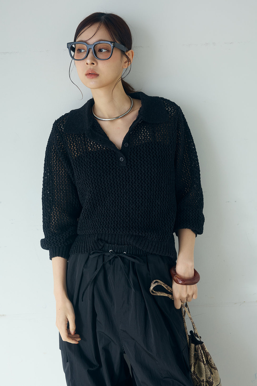 [SET]ミックスメッシュポロニット+撥水ジョガーパンツ(2set)