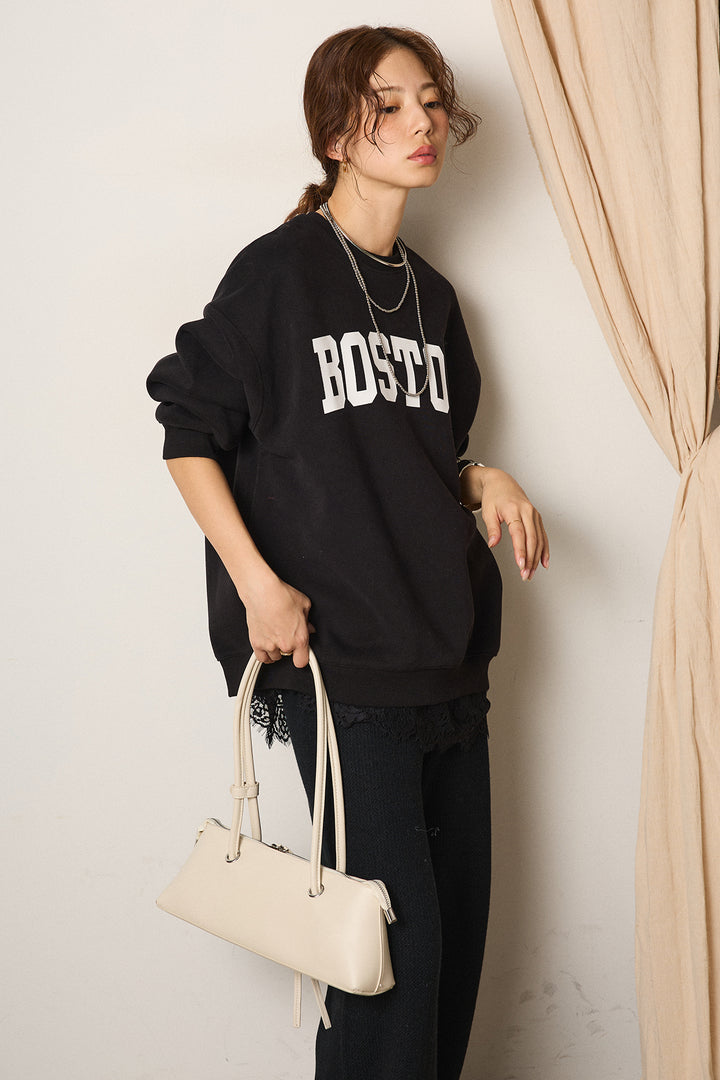 [SET]ロゴデザインルーズスウェット+ワイドリブニットイージーパンツ(2set)