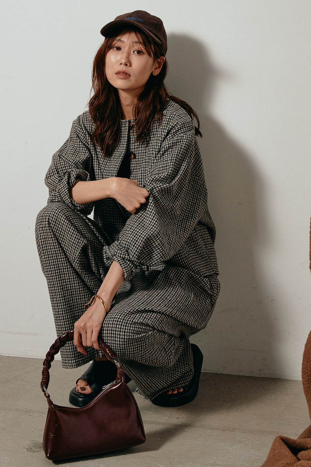 [SET]ノーカラーガンクラブチェックジャケット+ガンクラブチェックタックパンツ(2set)