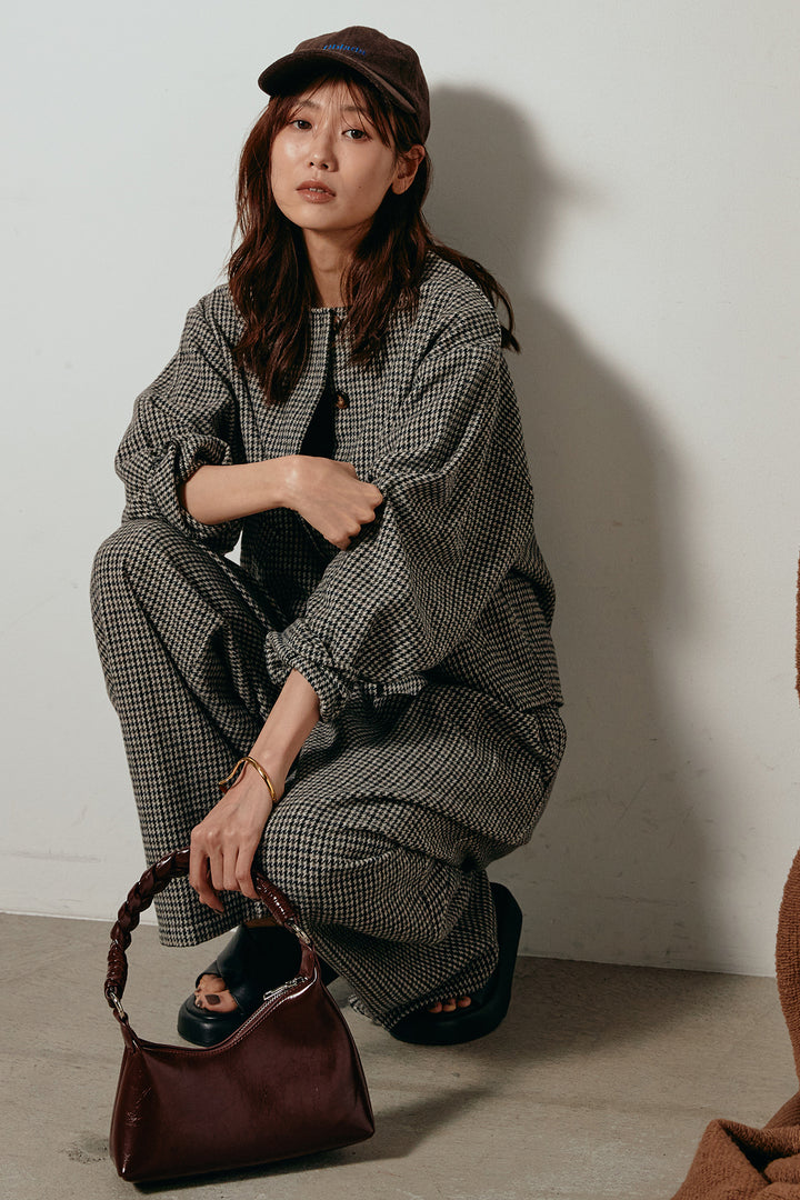 [SET]ノーカラーガンクラブチェックジャケット+ガンクラブチェックタックパンツ(2set)