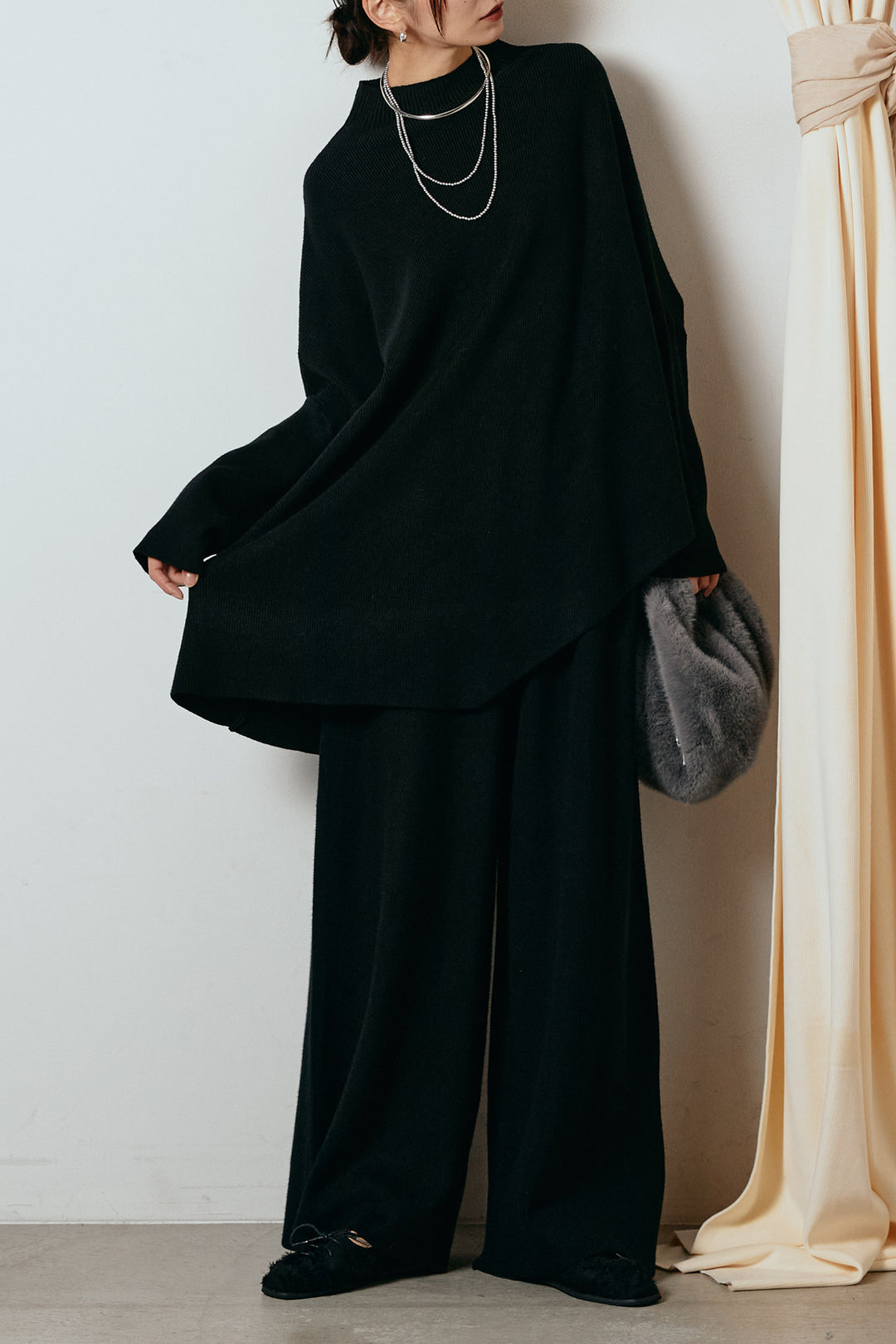 [SET]ポンチョシルエットニットSETUP