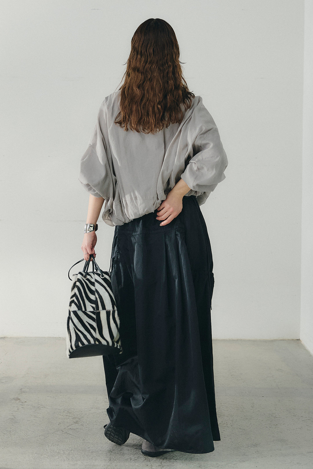 [SET]スタンドネックシアーブルゾン+ナイロンデザインフレアスカート(2set)