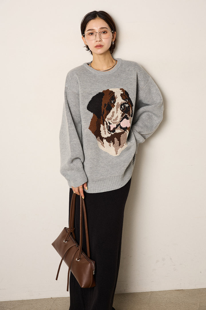 [SET]アニマルジャガード柄ニットトップス+リブナローニットスカート(2set)