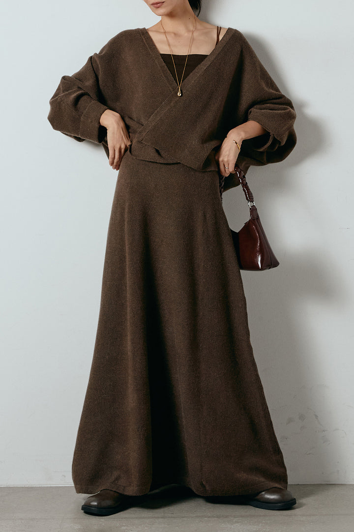 [SET]カシュクールニットカーディガン+ニットロングスカート(2set)