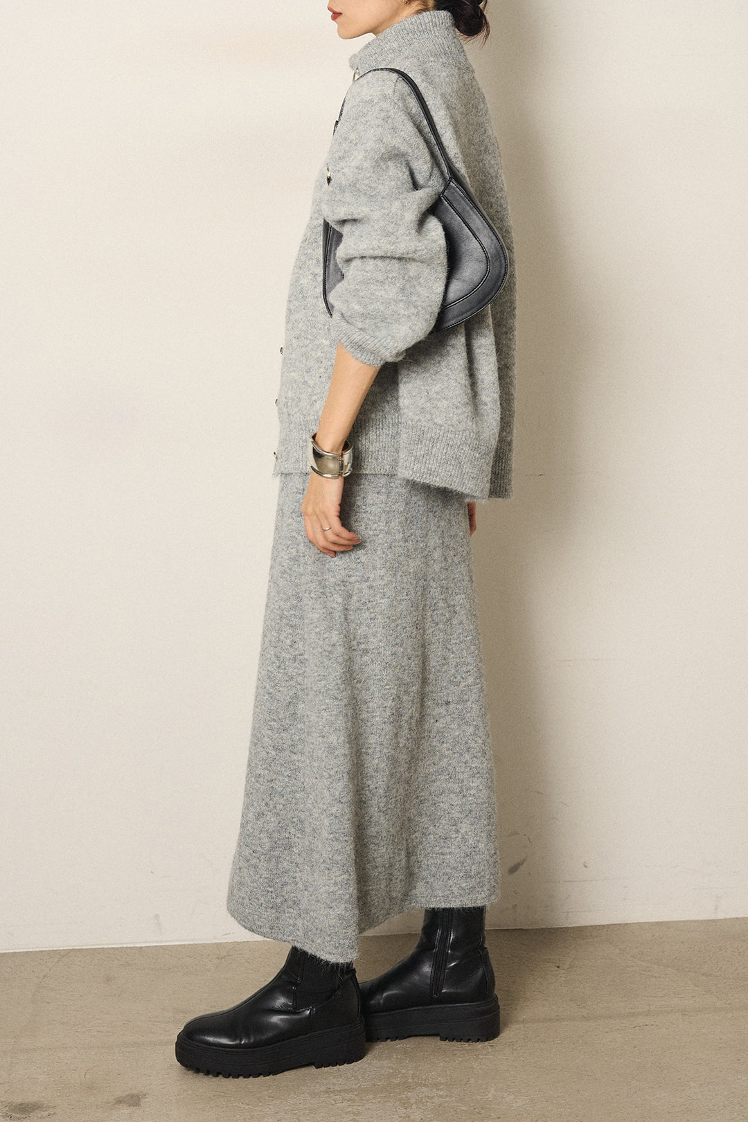 [SET]ハイネックメタルプレートニットスカートSETUP