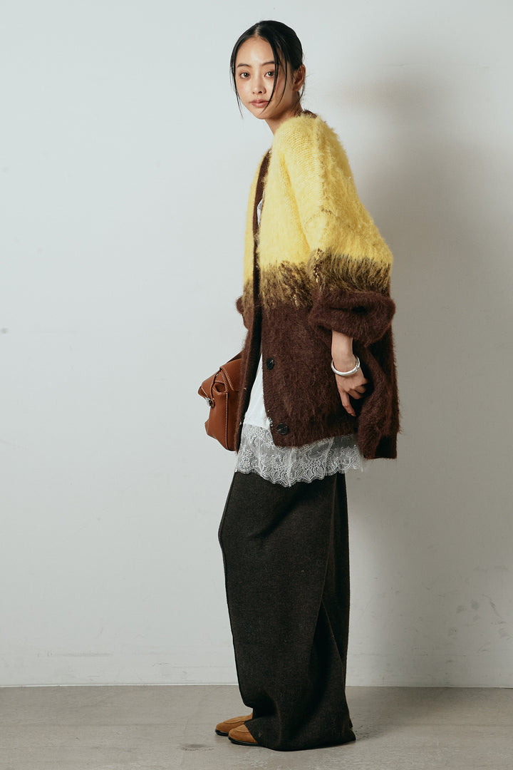 [SET]起毛グラデーションニットカーディガン+センターラインニットパンツ(2set)