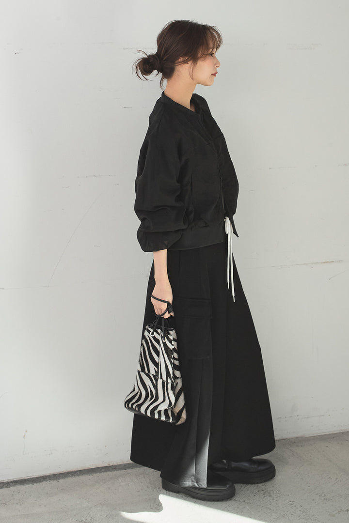 [SET]シアー×ポンチブルゾン+リラックススウェットスカート(2set)