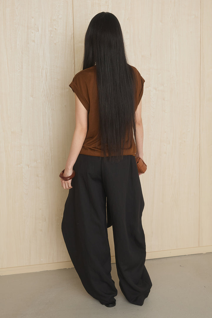 [SET]スクエアニュアンス柄Tシャツ+前結びタックワイドパンツ(2set)