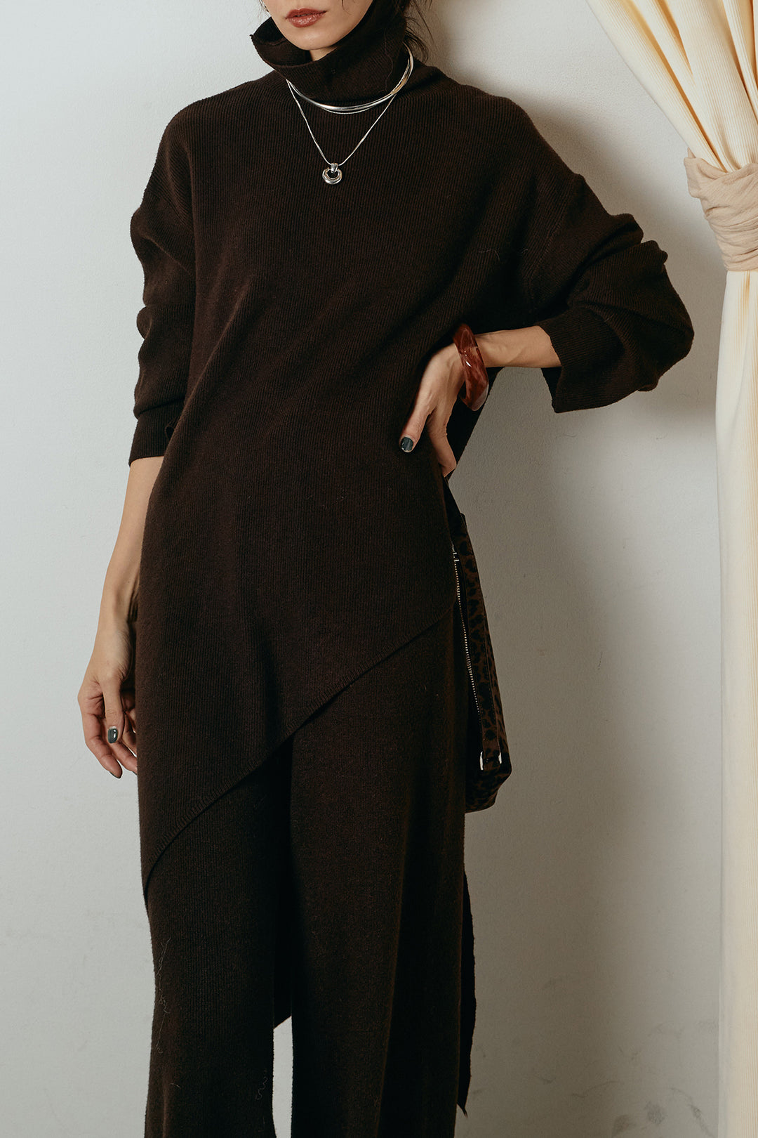 [SET]裾アシンメトリーニットSETUP