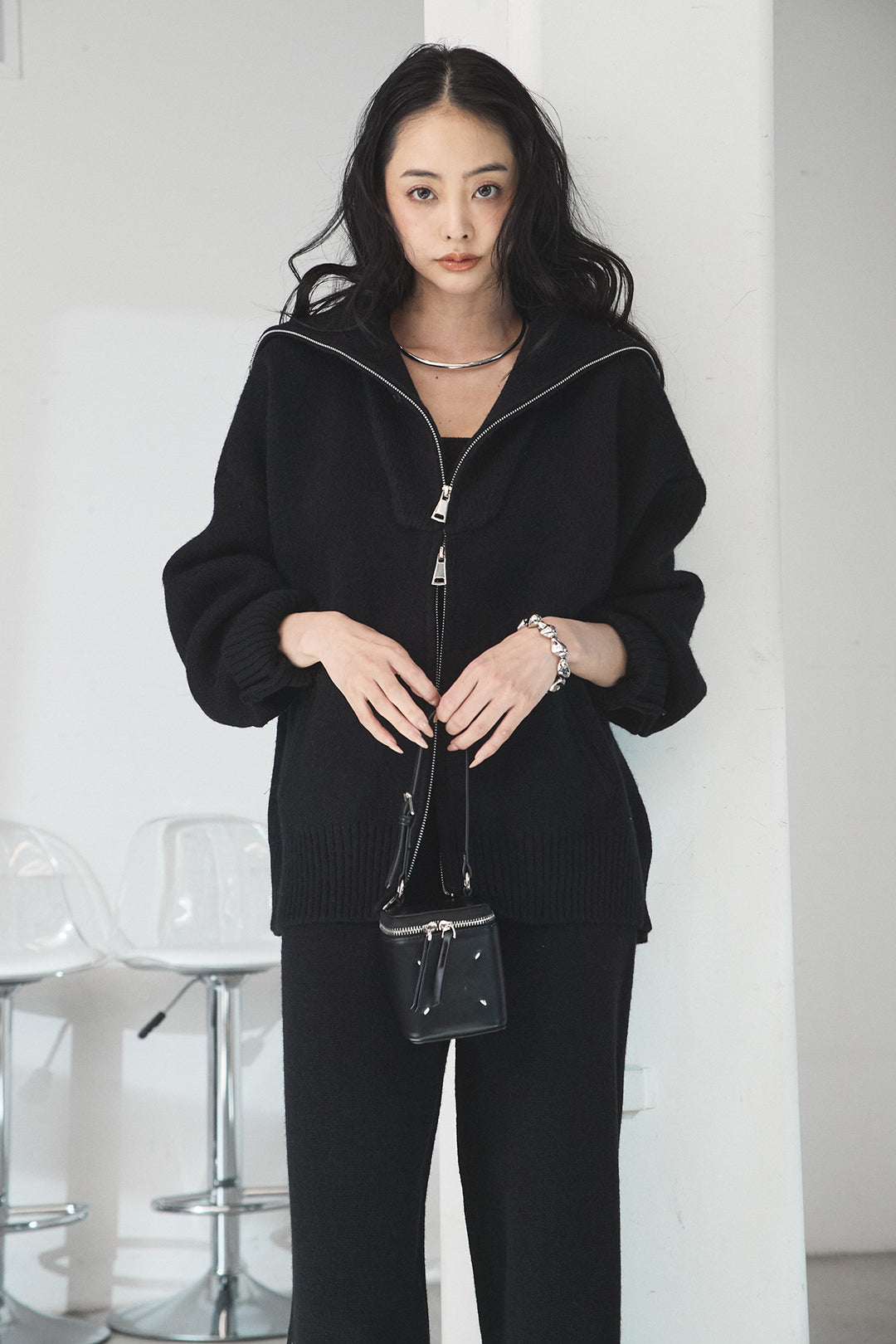 【着回しセット】[SET]ビッグカラーダブルジップニットSETUP+ビッグカラーダブルジップニットSETUP(2set)