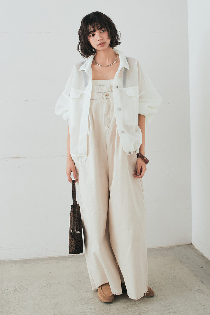 [SET]シアーダンボールサイドドロストジャケット+綿ツイルアシメサロペット(2set)