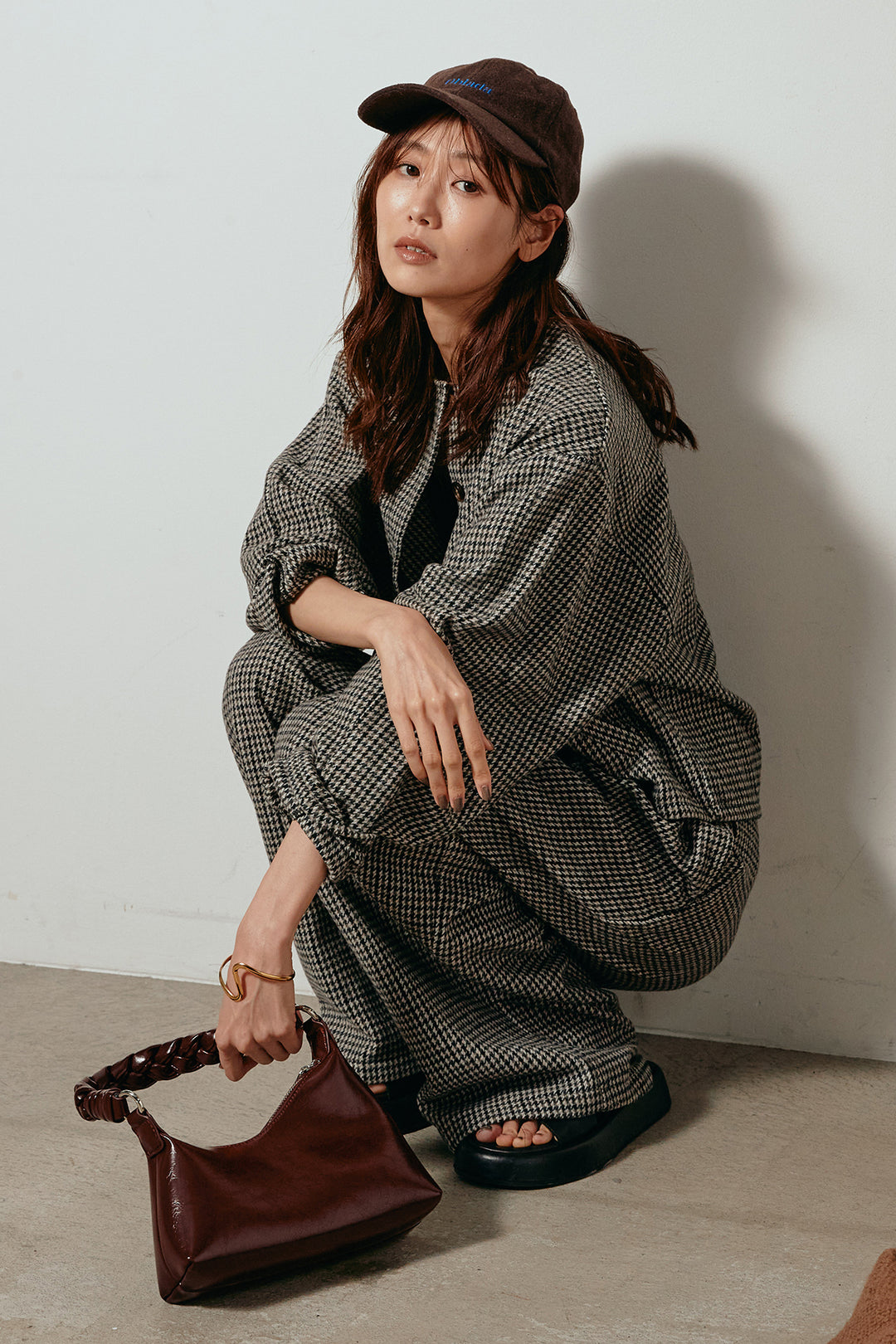 [SET]ノーカラーガンクラブチェックジャケット+ガンクラブチェックタックパンツ(2set)