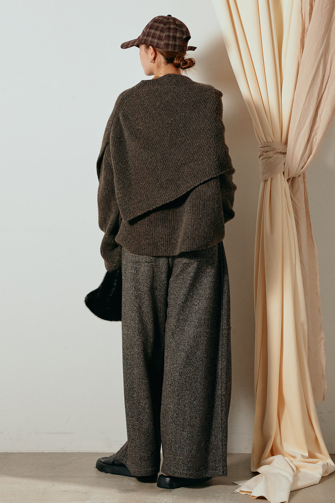 【着回しセット】[SET]ケープデザインリブニットトップス+ケープデザインリブニットトップス(2set)