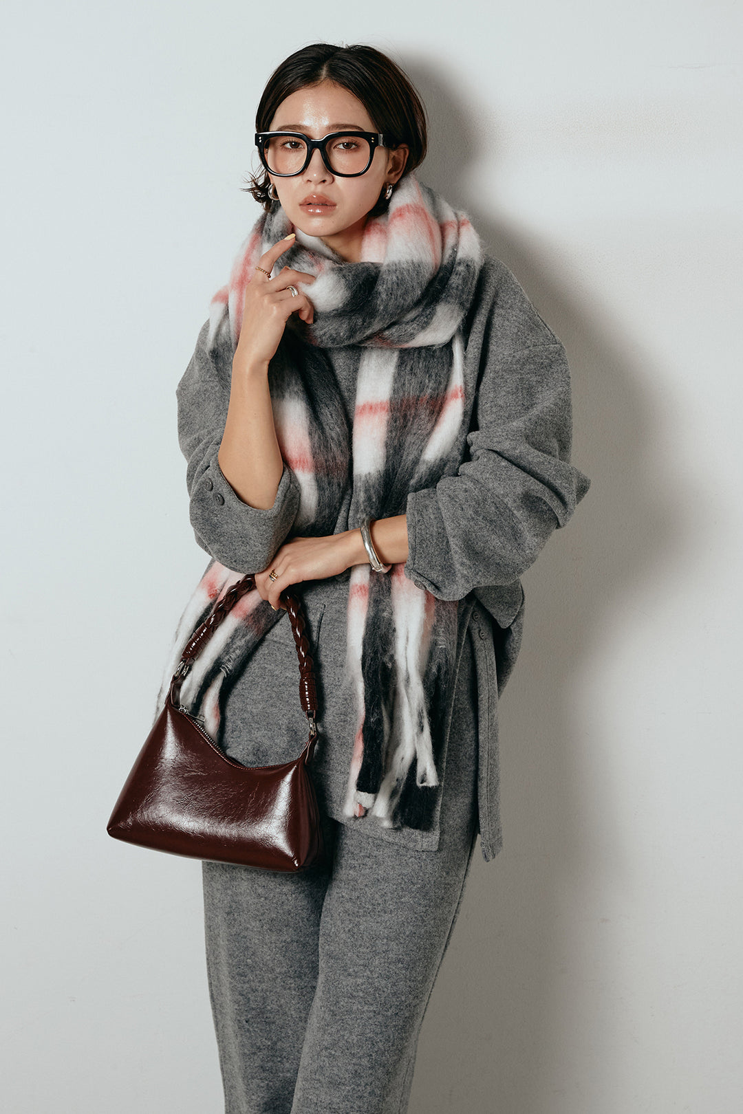 [SET]チェックマフラー付きニットSETUP