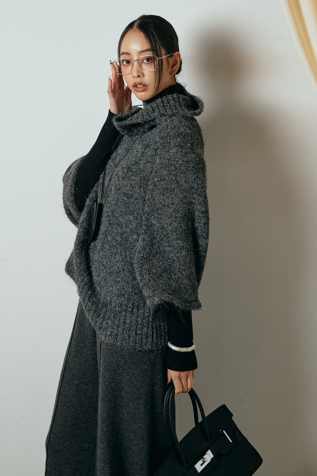 [SET]起毛ミディアムスリーブニットトップス+センターラインニットパンツ(2set)