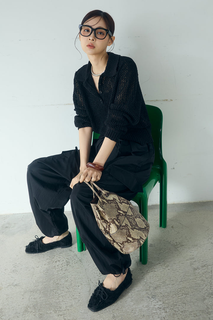 [SET]ミックスメッシュポロニット+撥水ジョガーパンツ(2set)