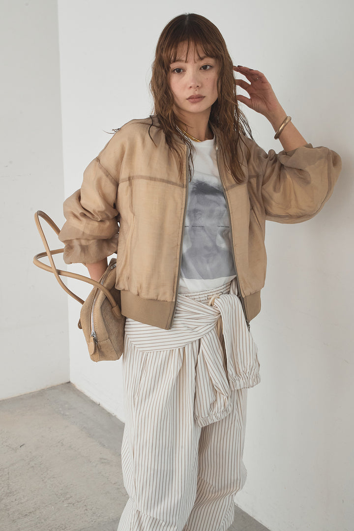 [SET]長袖アソートフォトTシャツ+ストライプウエスト巻きジョガーパンツ(2set)