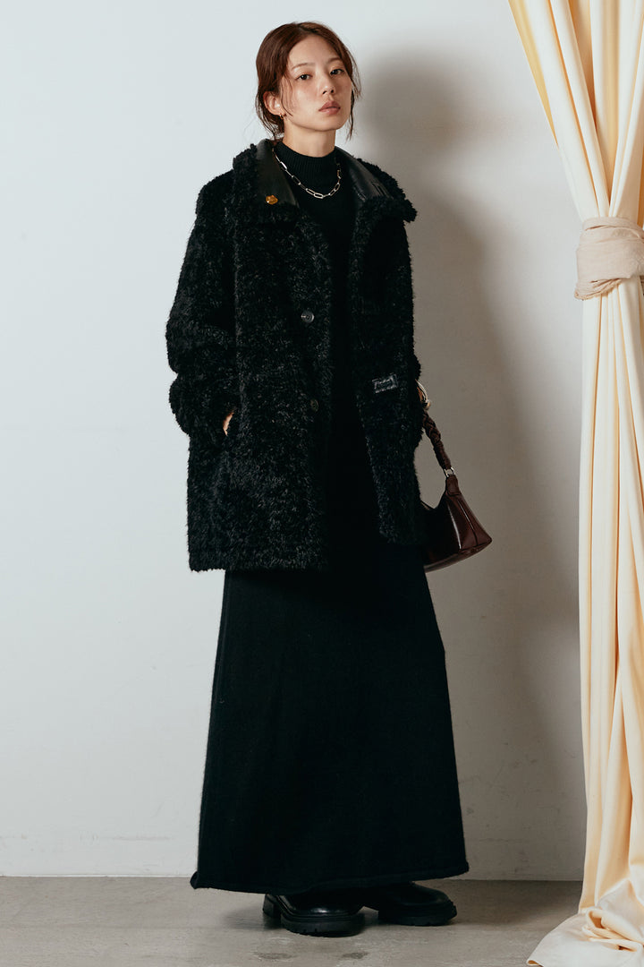 [SET]リバーシブルボアアウター+ノースリーブニットロングワンピース(2set)