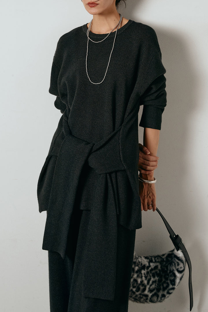 [SET]ウエスト巻きワッフルニットSETUP