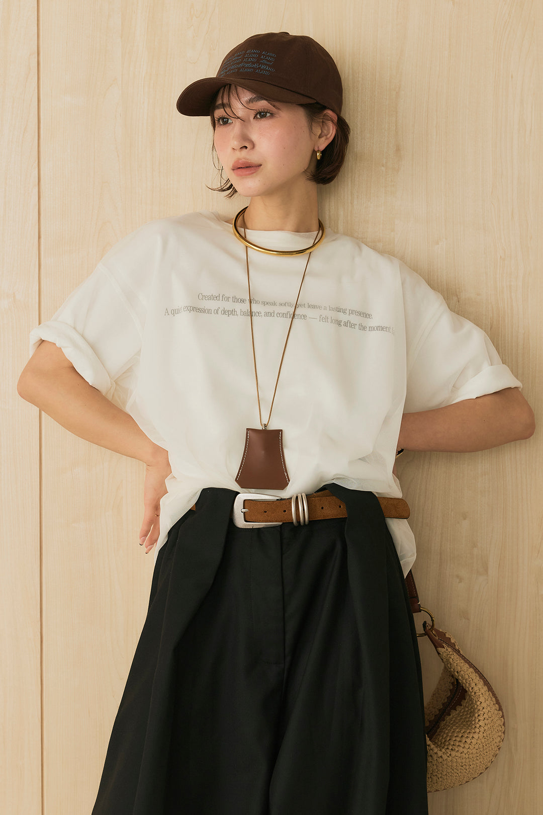 【即納】綿天竺Tシャツ×チュールトップス