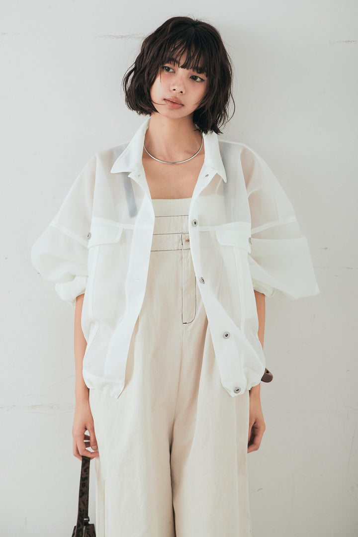 [SET]シアーダンボールサイドドロストジャケット+綿ツイルアシメサロペット(2set)