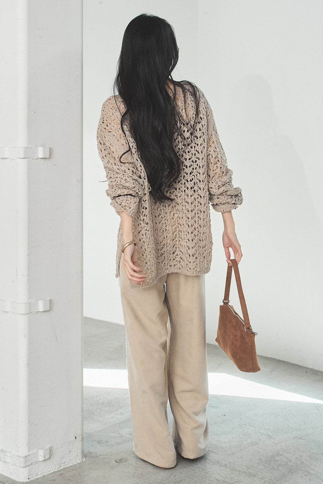 [SET]リラックスメッシュニットトップス+刺繡テープラインパンツ(2set)