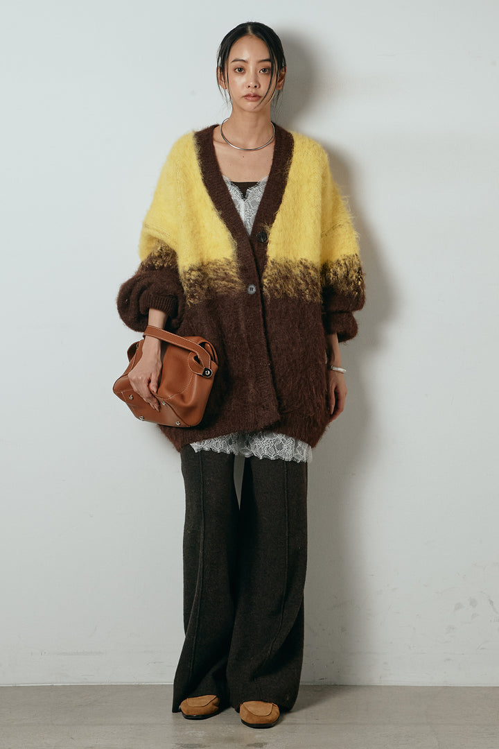 [SET]起毛グラデーションニットカーディガン+センターラインニットパンツ(2set)