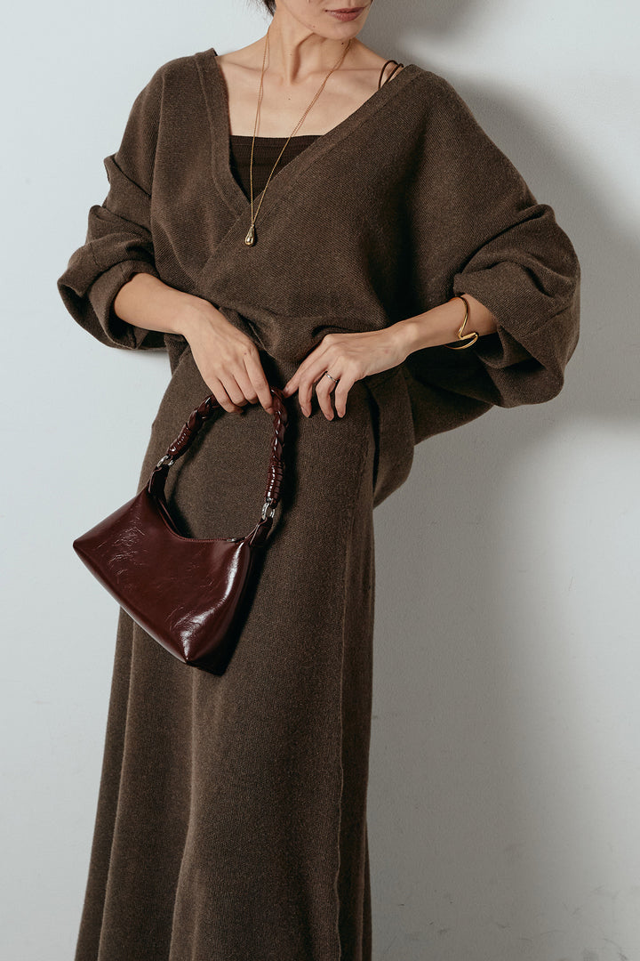 [SET]カシュクールニットカーディガン+ニットロングスカート(2set)