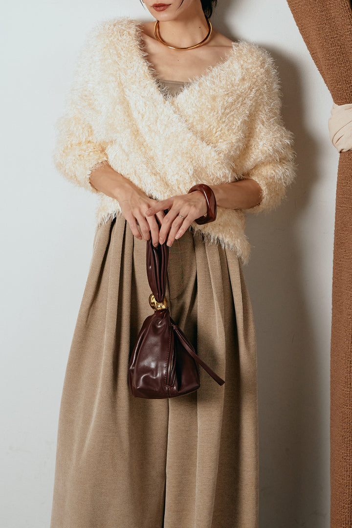 [SET]シャギークロスニットトップス+ベルトループコーデュロイワイドパンツ(2set)