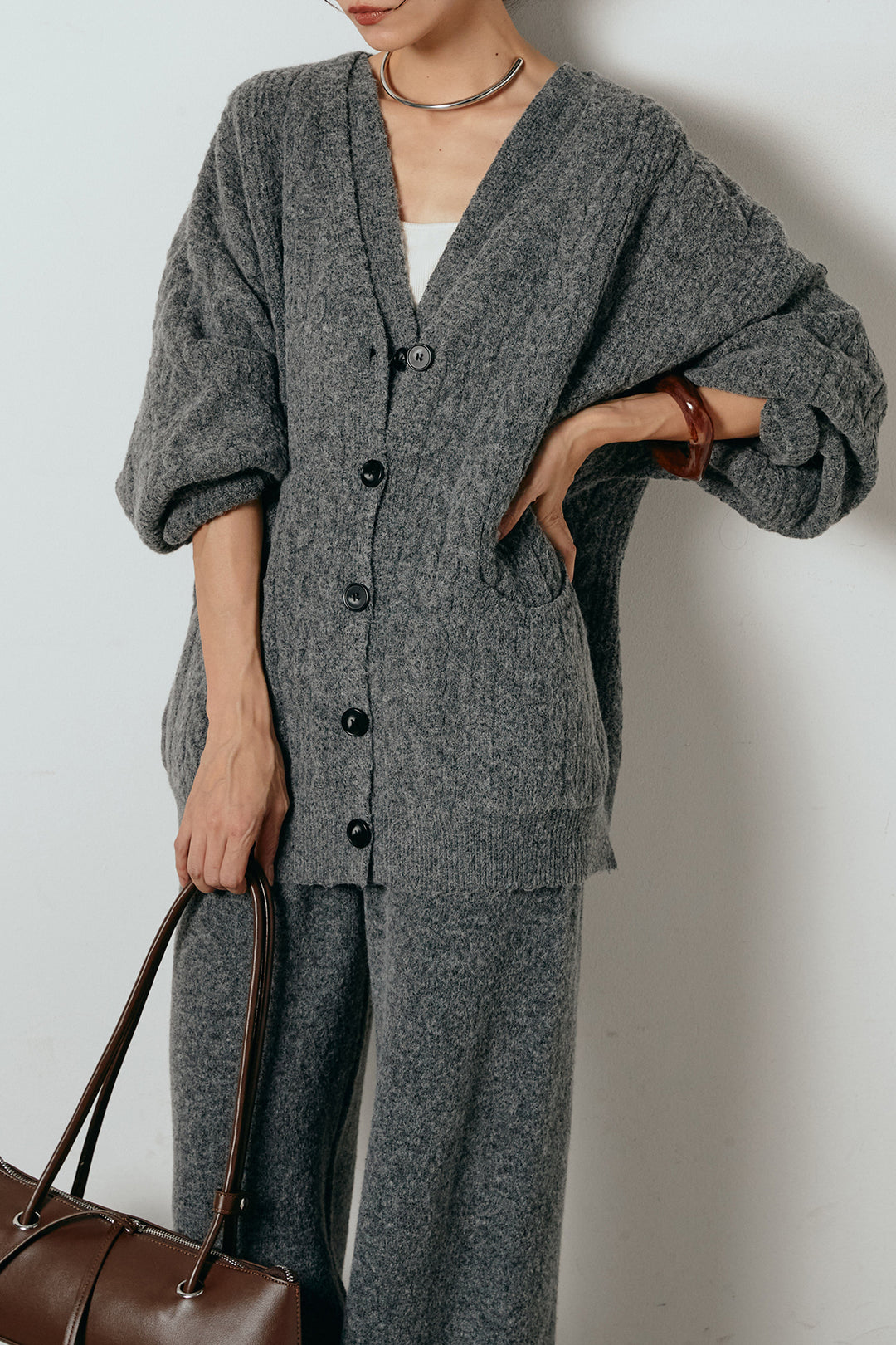 [SET]3ピースフロントボタンニットSETUP