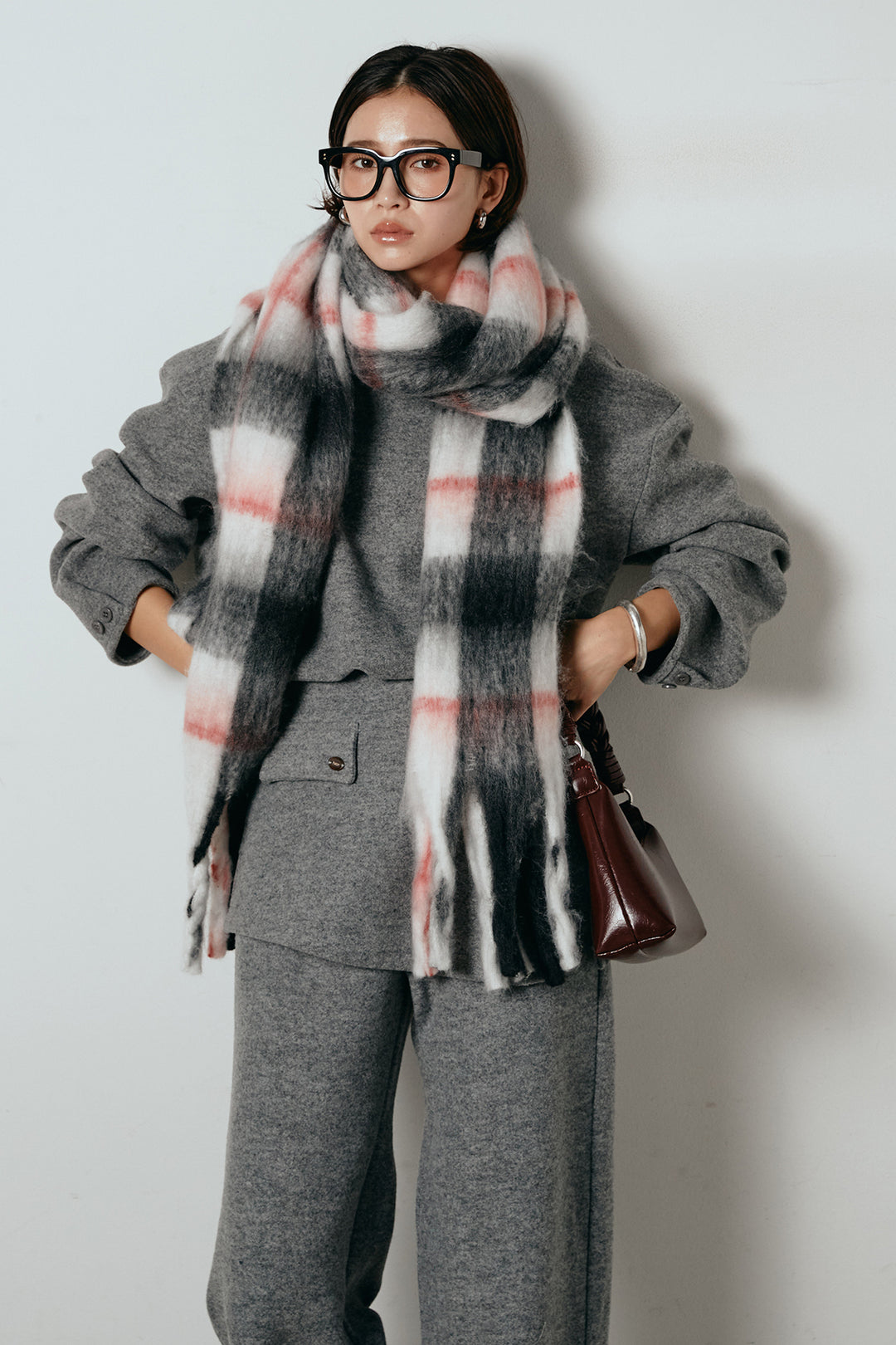 [SET]チェックマフラー付きニットSETUP