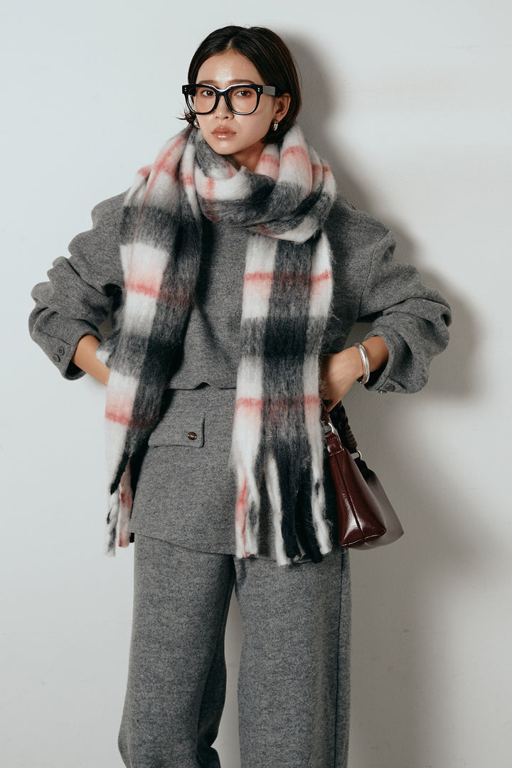 [SET]チェックマフラー付きニットSETUP